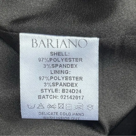 BARIANO Australia Classic Black Satin Strapless Pencil Dress Sz L