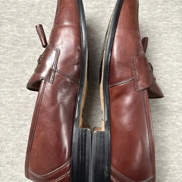 Bass &amp; Co. Men Leather Loafers Shoes Tassels Brown Size 11.5M Style 1475-241