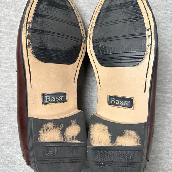 Bass &amp; Co. Men Leather Loafers Shoes Tassels Brown Size 11.5M Style 1475-241