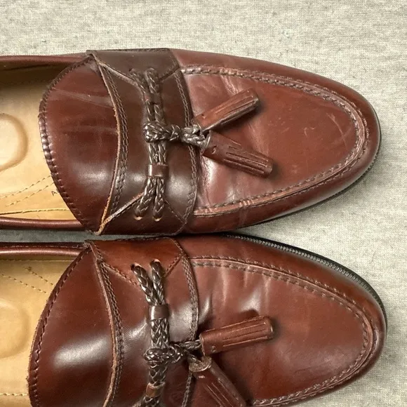 Bass &amp; Co. Men Leather Loafers Shoes Tassels Brown Size 11.5M Style 1475-241