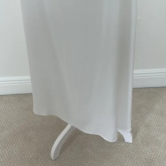 BCBG Maxazria Sleeveless White Dress Showing A Modern Asymmetrical Hem, Size: M