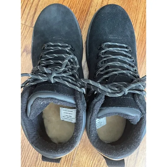 Bearpaw Men 11 Dominic Boots Black Suede Waterproof Sheepskin Insole Leather