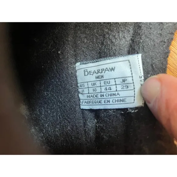 Bearpaw Men 11 Dominic Boots Black Suede Waterproof Sheepskin Insole Leather