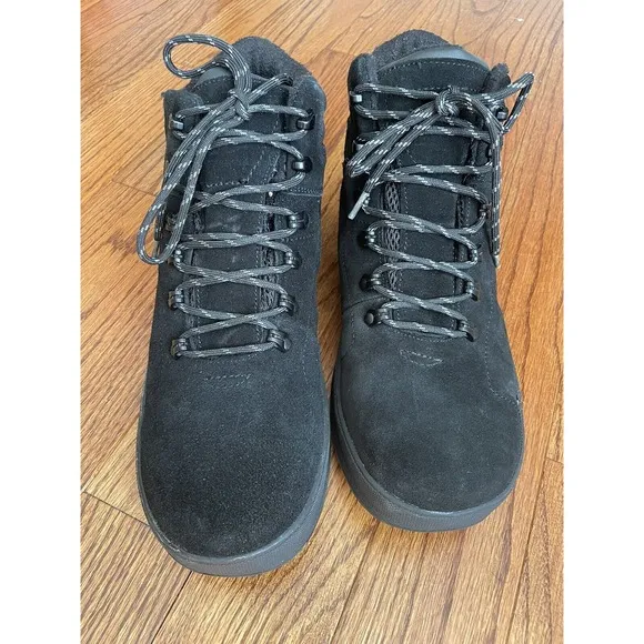 Bearpaw Men 11 Dominic Boots Black Suede Waterproof Sheepskin Insole Leather