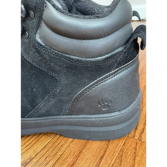 Bearpaw Men 11 Dominic Boots Black Suede Waterproof Sheepskin Insole Leather
