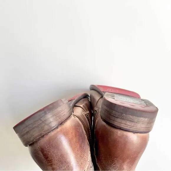 Bed Stu Tan Taupe Leather Cheshire Boots with Perforated Details Women’s Size 6