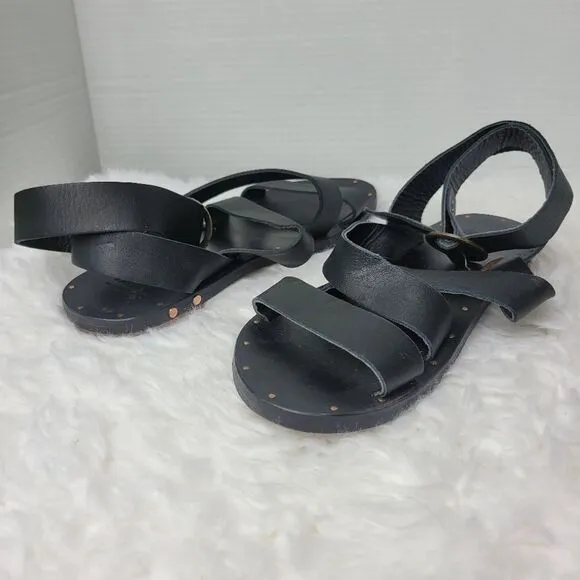 Beek By Two Birds Women's Size 8Strappy Black Sandals Ankle Straps Shoes