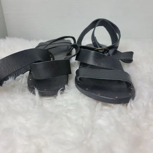 Beek By Two Birds Women's Size 8Strappy Black Sandals Ankle Straps Shoes