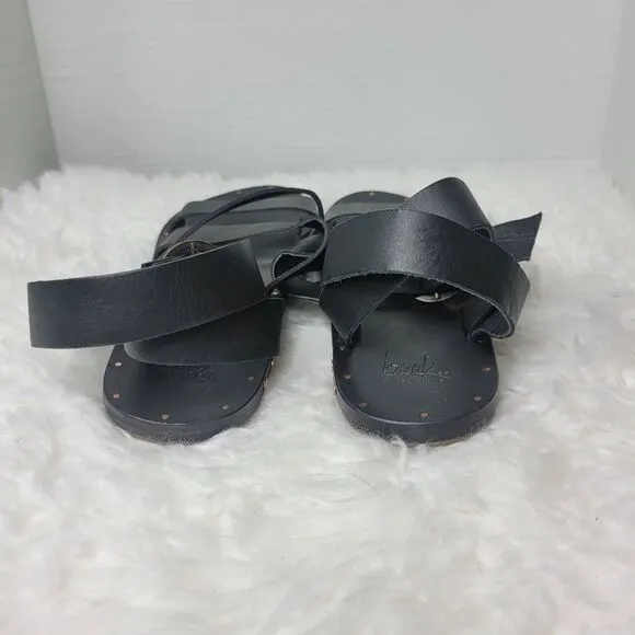 Beek By Two Birds Women's Size 8Strappy Black Sandals Ankle Straps Shoes