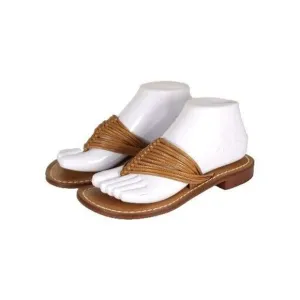 Bernardo Women's Talia US 7M Leather Brown Woven V-Toe Thong Sandals Shoes