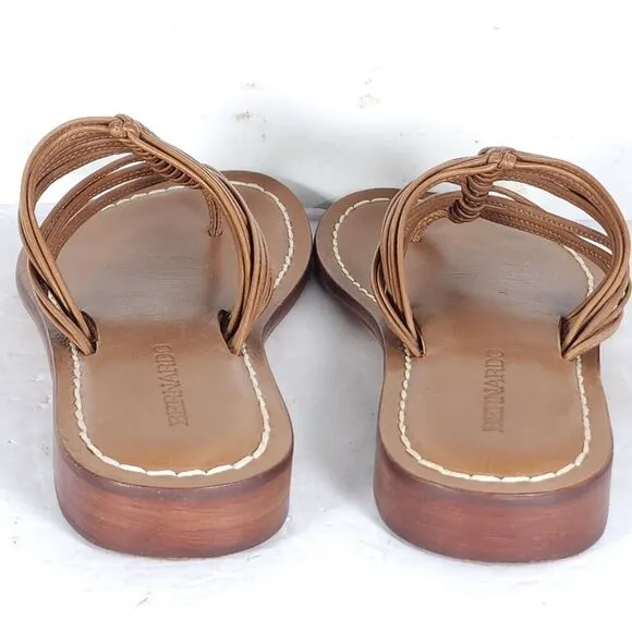 Bernardo Women's Talia US 7M Leather Brown Woven V-Toe Thong Sandals Shoes