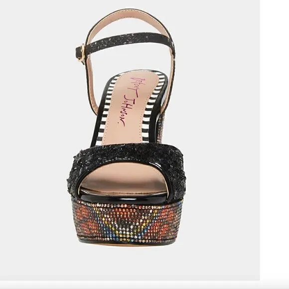 Betsey Johnson Alaia Shoes Plaid Print Platform Sandal NIB 7