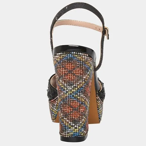 Betsey Johnson Alaia Shoes Plaid Print Platform Sandal NIB 7