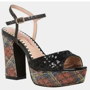 Betsey Johnson Alaia Shoes Plaid Print Platform Sandal NIB 7