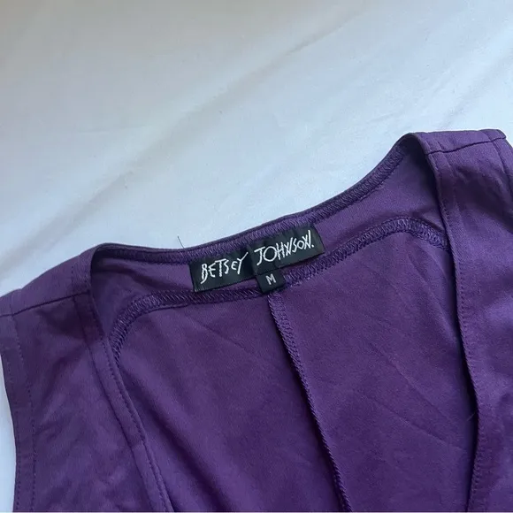 BETSEY JOHNSON vintage plum purple knit sleeveless mini wrap dress