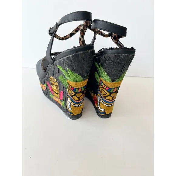 Bettie Page Tiki Klee Platform Wedge Sandals