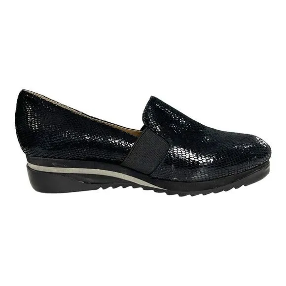 Bettye Muller Concept Women's Black Tropic Platform Wedge Leather Shoes Size 6.5