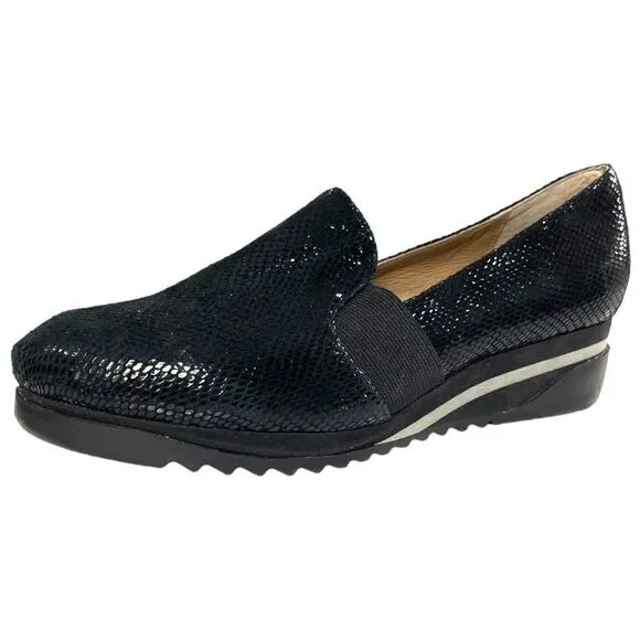 Bettye Muller Concept Women's Black Tropic Platform Wedge Leather Shoes Size 6.5