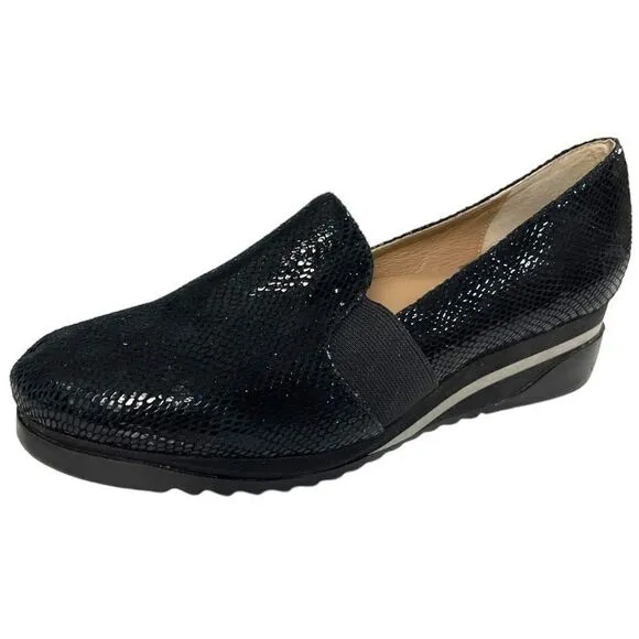 Bettye Muller Concept Women's Black Tropic Platform Wedge Leather Shoes Size 6.5