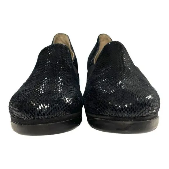 Bettye Muller Concept Women's Black Tropic Platform Wedge Leather Shoes Size 6.5