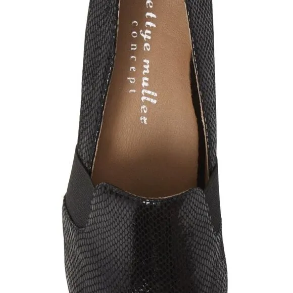 Bettye Muller Concept Women's Black Tropic Platform Wedge Leather Shoes Size 6.5