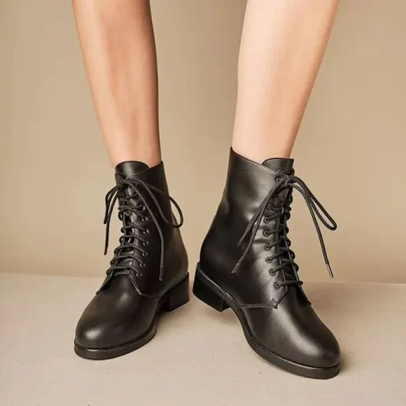 Bhava Vegan Leather Charlie Combat Lace up Boots EU 41 US 10.5