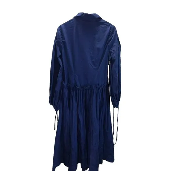 Bibhu Mohapatra Long Sleeve tiered Midi Shirt Dress Size 12 Navy Blue modern
