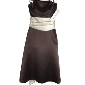 Bill Levkoff Modern Bridemaids Dress Satin Brown NEW