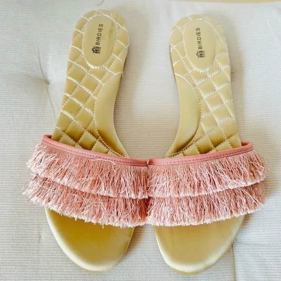 Birdies blush pink fringes slippers