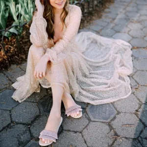 Birdies blush pink fringes slippers