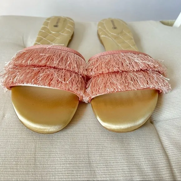 Birdies blush pink fringes slippers