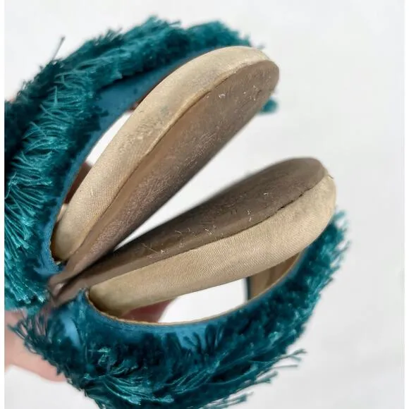 Birdies The Sparrow Fringe Sandals Blue Azure Turquoise Bridal Slippers Size 7