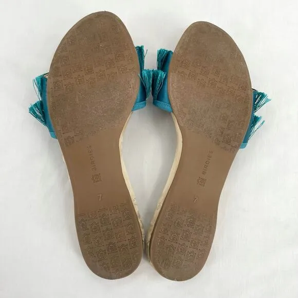 Birdies The Sparrow Fringe Sandals Blue Azure Turquoise Bridal Slippers Size 7