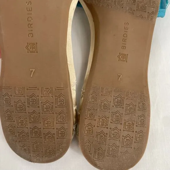 Birdies The Sparrow Fringe Sandals Blue Azure Turquoise Bridal Slippers Size 7