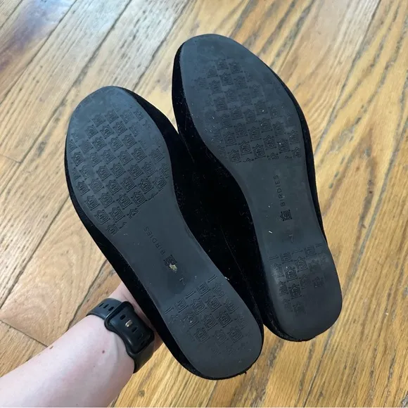 Birdies The Starling Flat in Black Velvet Size 7