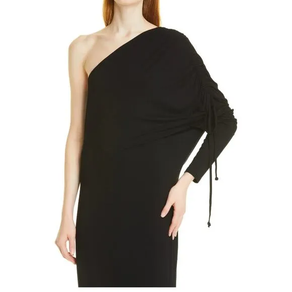 Birgitte Herskind Bjorg One-Shoulder Dress Black Stretch Jersey Modern LBD