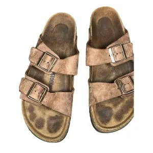 Birkenstock Arizona Sandals 45 Mens 12 Brown Leather Slide Straps Buckle Shoes