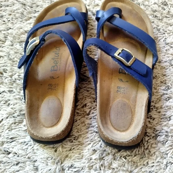 Birkenstock Betula Sandals Navy Blue Mia Mayari Shoes Synthetic Sz 38/7