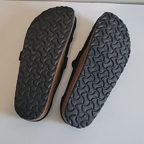 Birkenstock Buckley  Suede Black Buckled Mules Clogs EU 42 Regular Narrow Width