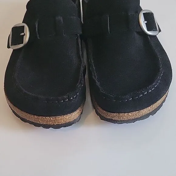 Birkenstock Buckley  Suede Black Buckled Mules Clogs EU 42 Regular Narrow Width