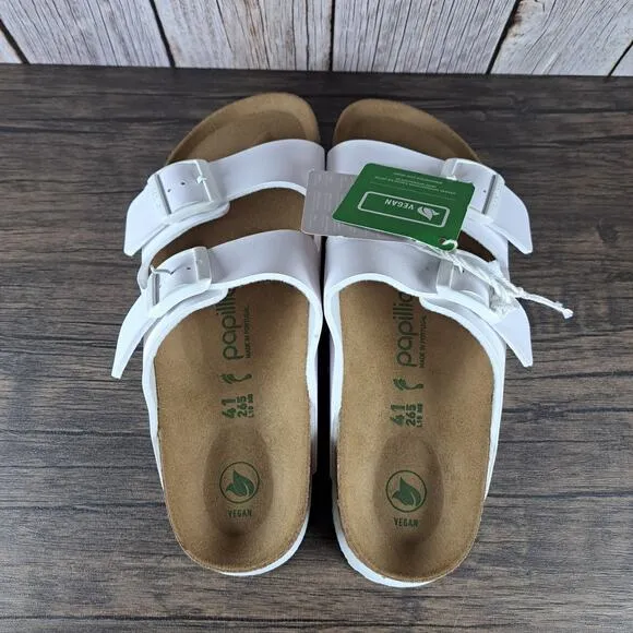 Birkenstock Papillio Arizona Grooved Vegan Sandals Women's Sz 10 N White NWT