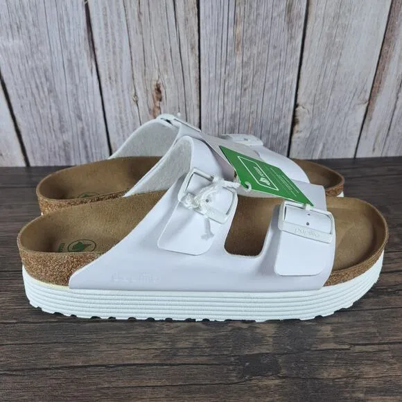 Birkenstock Papillio Arizona Grooved Vegan Sandals Women's Sz 10 N White NWT