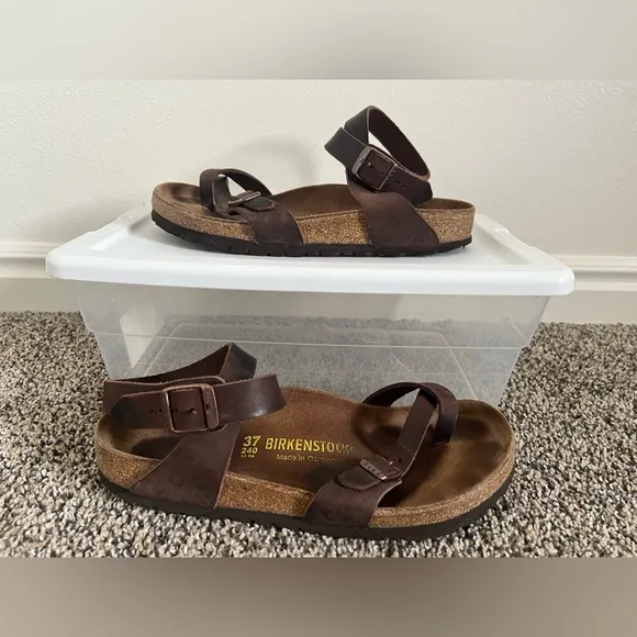 Birkenstock Women's Yara Habana Oiled Sandal Brown Size 37 EU / 6 - 6 1/2 US