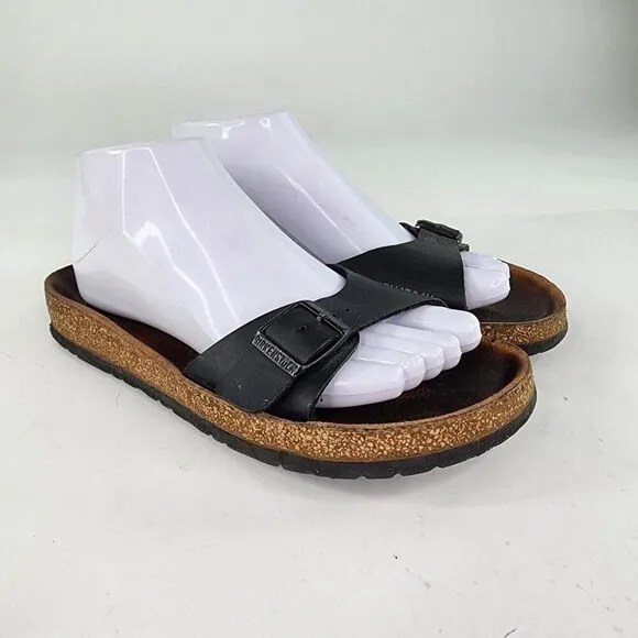 Birkenstock Madrid Black Leather Slide US 8 Birko-Flor Sandals Shoes