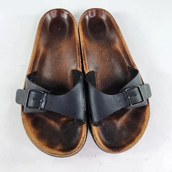 Birkenstock Madrid Black Leather Slide US 8 Birko-Flor Sandals Shoes