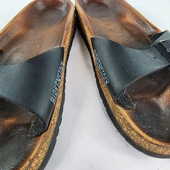 Birkenstock Madrid Black Leather Slide US 8 Birko-Flor Sandals Shoes