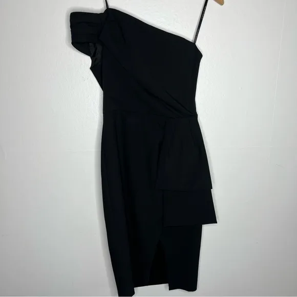 BLACK HALO X JANIE BRYANT Angelica ONE SHOULDER DRESS SIZE 2 Black