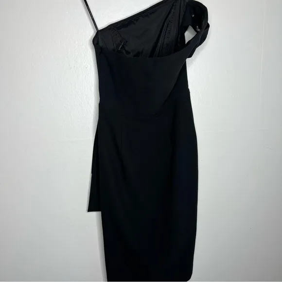 BLACK HALO X JANIE BRYANT Angelica ONE SHOULDER DRESS SIZE 2 Black