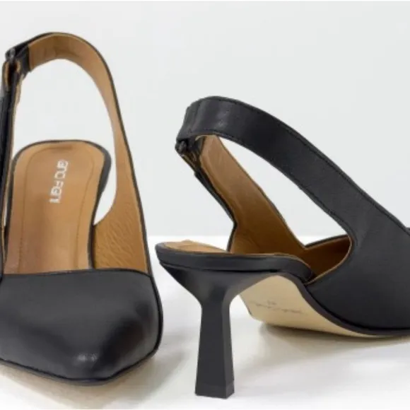 Black leather heels