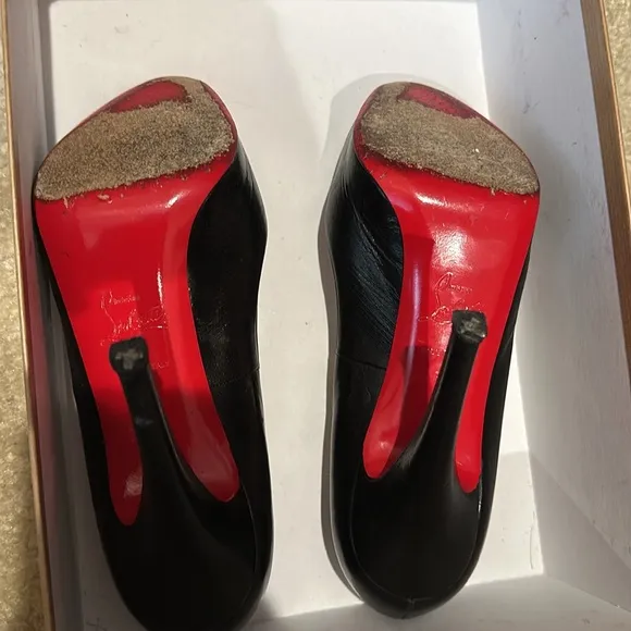 Black leather peep toe Christian Louboutin